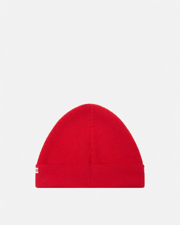 Versace Bags and Accessories Kids Volcanico Logo Knit Beanie Red