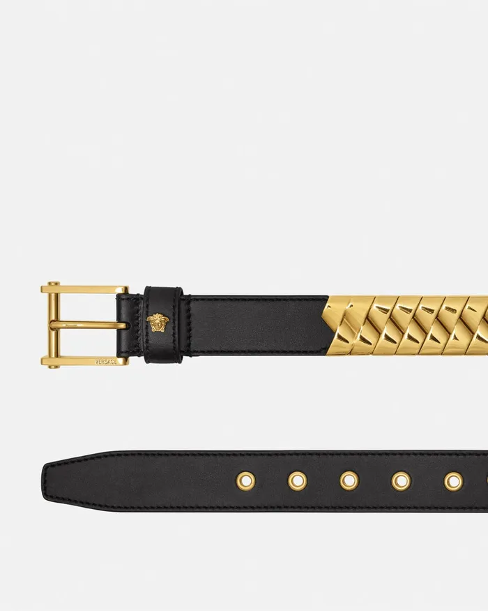 Versace Belts Men Bind Leather Belt 12034 Blackgold