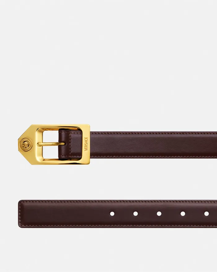 Versace Belts Men Medusa Biggie Leather Belt 12034 Browngold