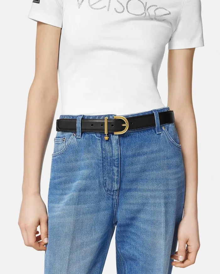 Versace Belts Women Medusa 03995 Leather Belt 3 Cm Blackgold