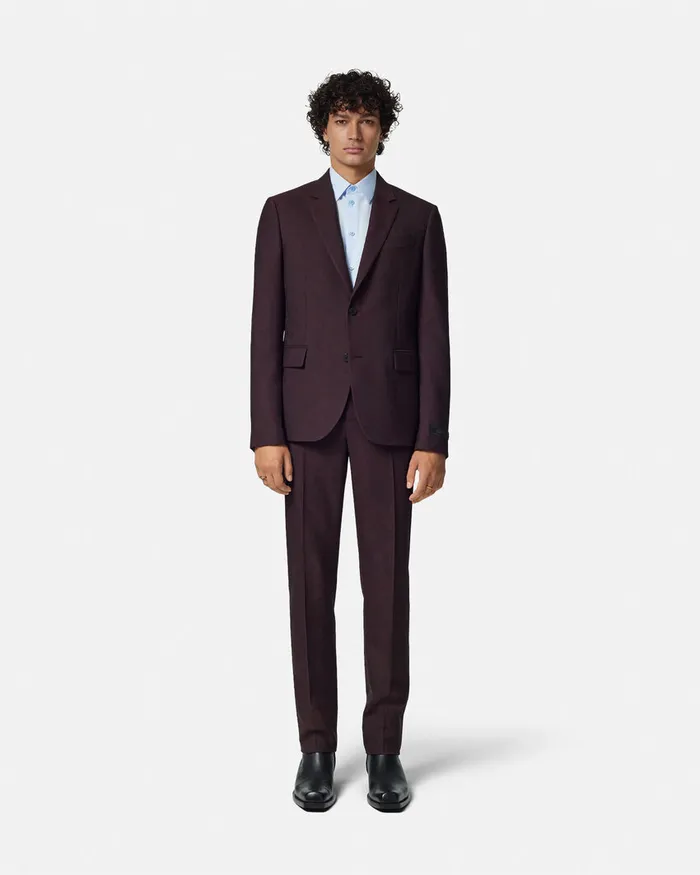 Versace Blazers and Suits Men Barocco Jacquard SingleBreasted Blazer Brown
