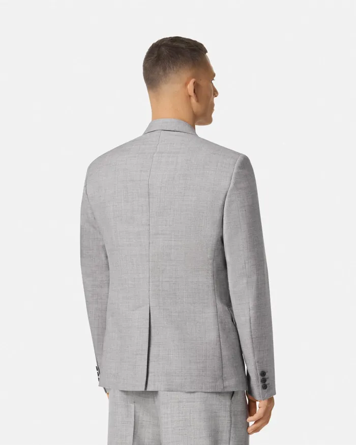 Versace Blazers and Suits Men WoolBlend DoubleBreasted Blazer Gray