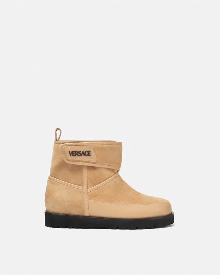 Versace Boots Men Bastion Suede Boots Beige
