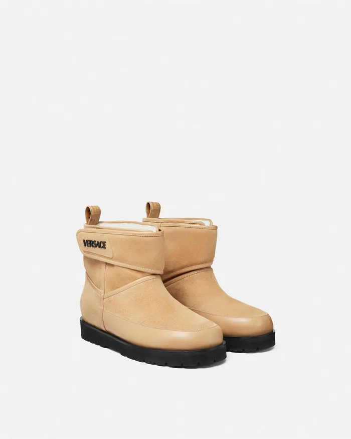Versace Boots Men Bastion Suede Boots Beige