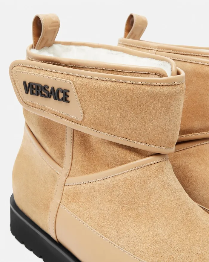 Versace Boots Men Bastion Suede Boots Beige
