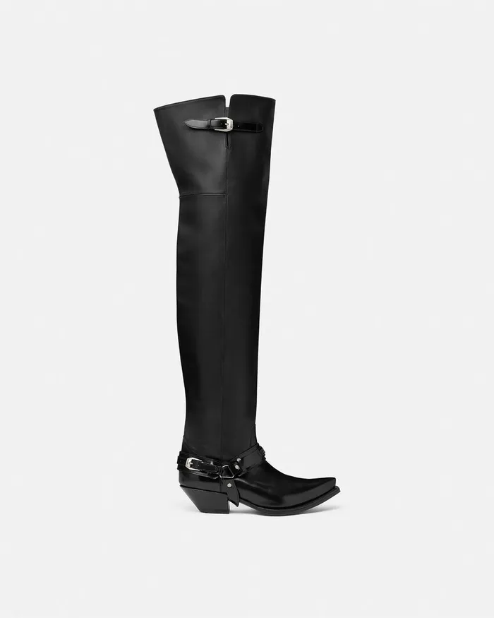 Versace Boots Men Texano ThighHigh Boots 40 Mm Black