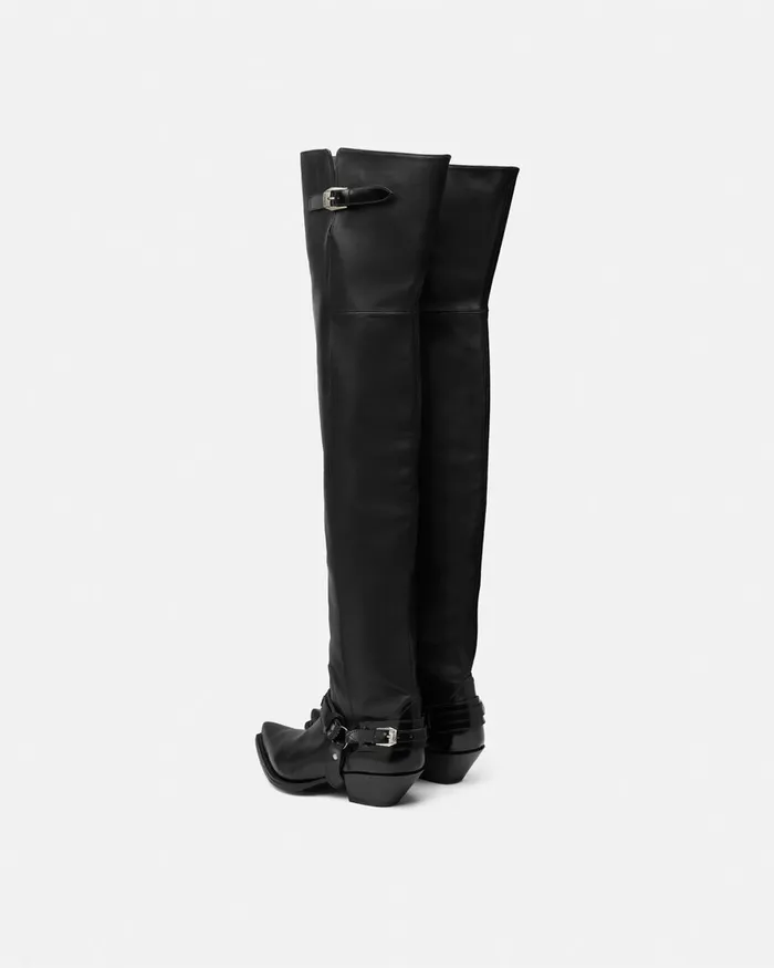 Versace Boots Men Texano ThighHigh Boots 40 Mm Black