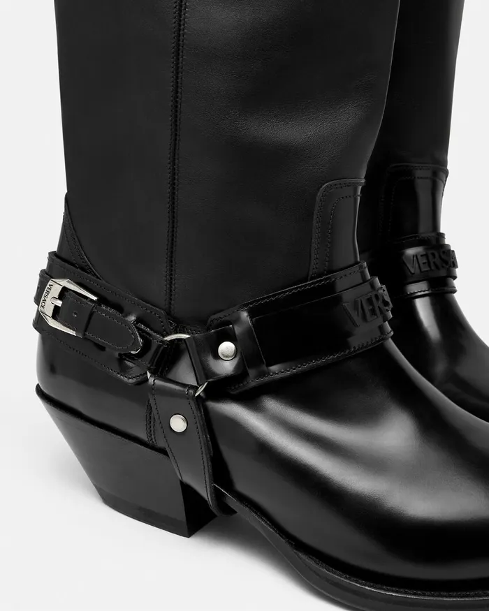 Versace Boots Men Texano ThighHigh Boots 40 Mm Black