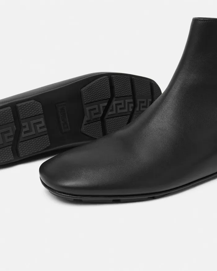 Versace Boots Men Villa Ankle Boots Blacksilver
