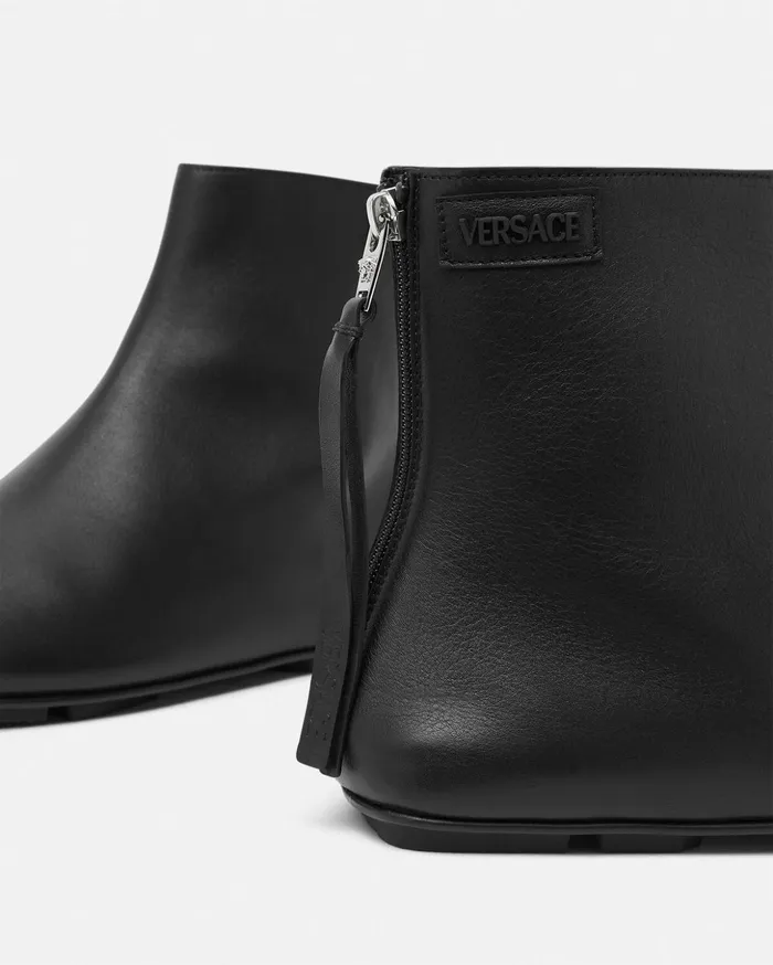 Versace Boots Men Villa Ankle Boots Blacksilver