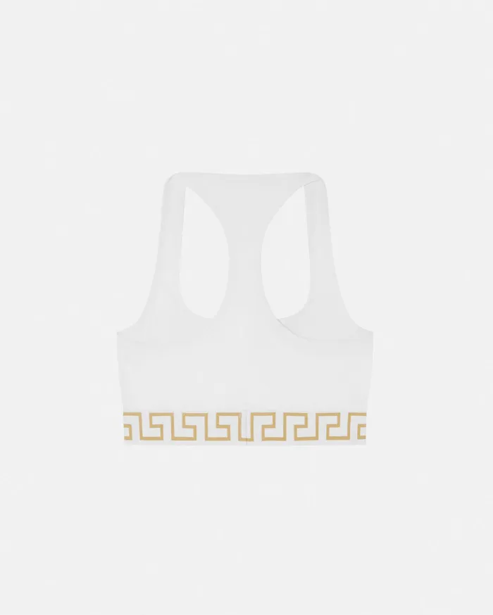 Versace Bras and Briefs Women Greca Border Scoop Bralette White