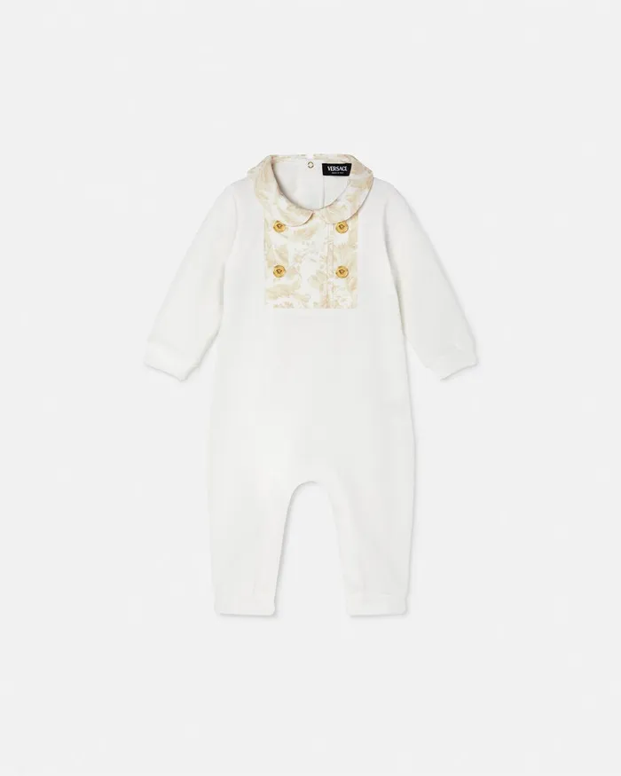 Versace Clothing Kids Barocco Baby Sleepsuit Beige