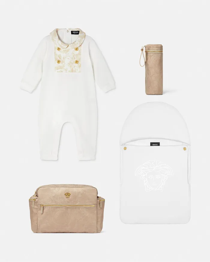Versace Clothing Kids Barocco Baby Sleepsuit Beige