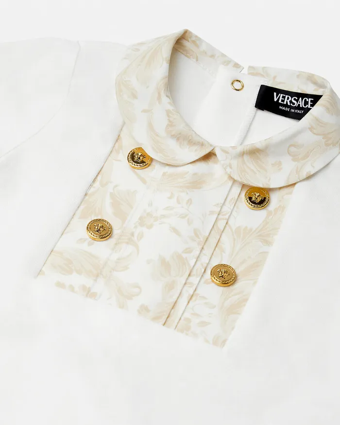 Versace Clothing Kids Barocco Baby Sleepsuit Beige
