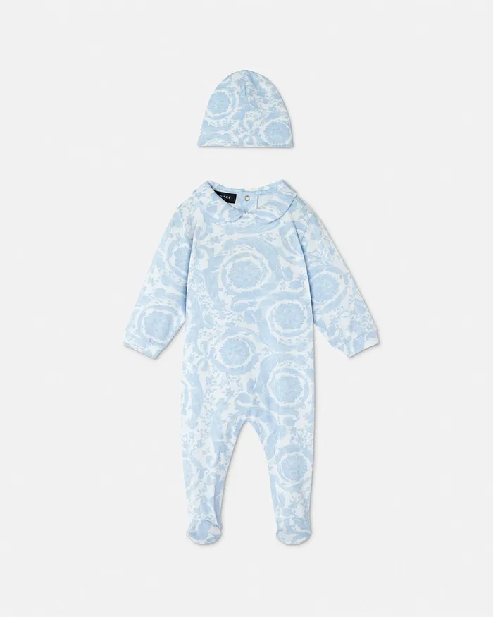 Versace Clothing Kids Barocco Baby Sleepsuit Set Blueprint