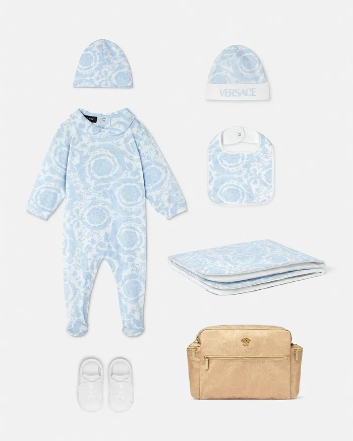 Versace Clothing Kids Barocco Baby Sleepsuit Set Blueprint