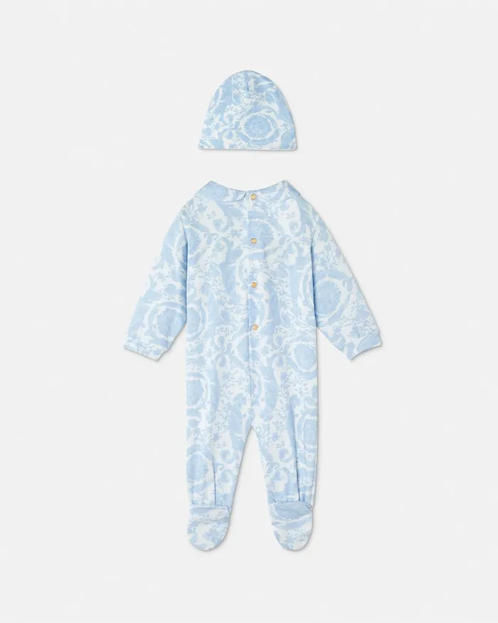 Versace Clothing Kids Barocco Baby Sleepsuit Set Blueprint