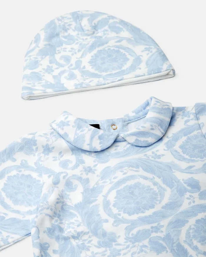 Versace Clothing Kids Barocco Baby Sleepsuit Set Blueprint