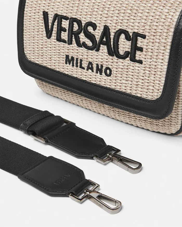 Versace Crossbody and Messengers MenWomen Milano Raffia Crossbody Bag Beige