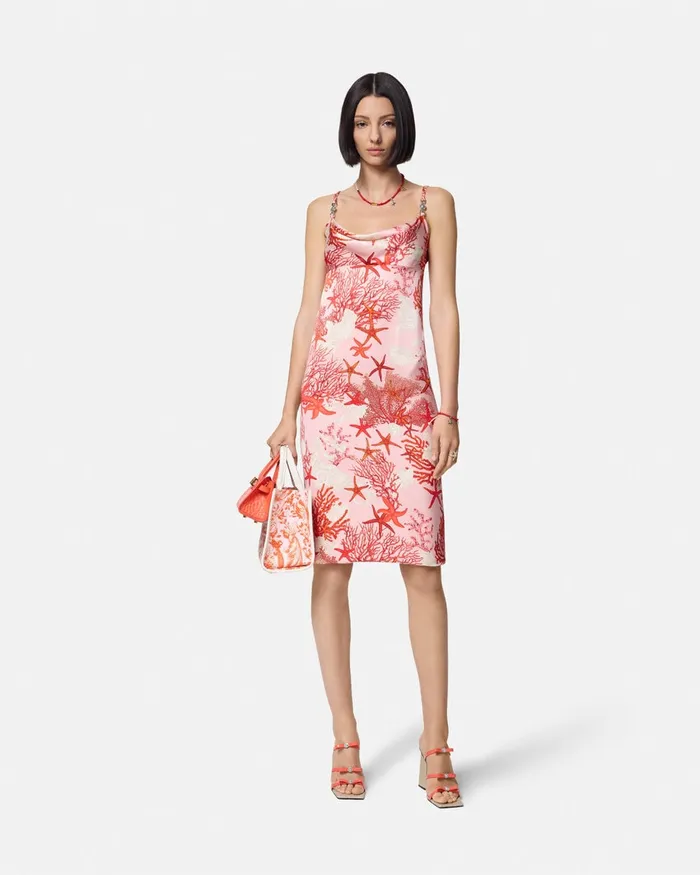 Versace Dresses Women Barocco Sea Silk Slip Mini Dress Pinkprint