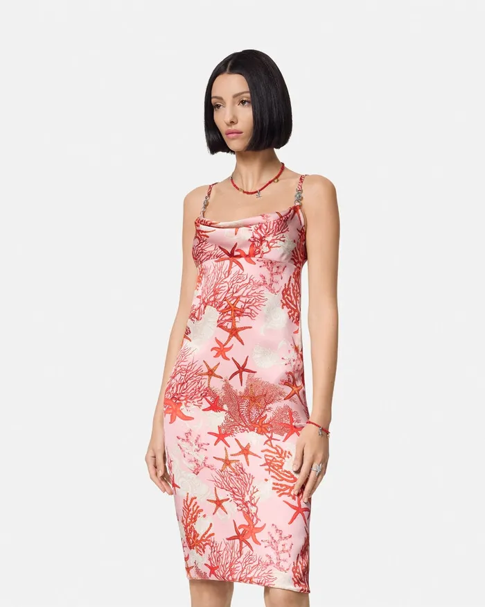 Versace Dresses Women Barocco Sea Silk Slip Mini Dress Pinkprint