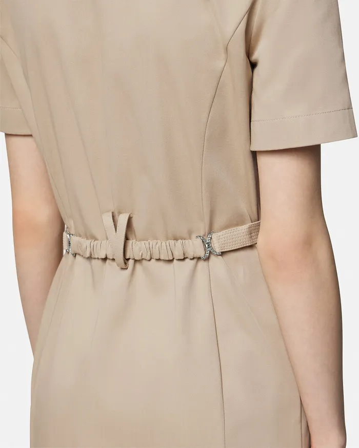 Versace Dresses Women Cargo Gabardine Mini Shirt Dress Beige