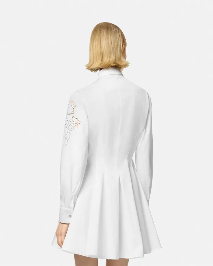Versace Dresses Women Embroidered Sangallo Flared Shirt Dress White