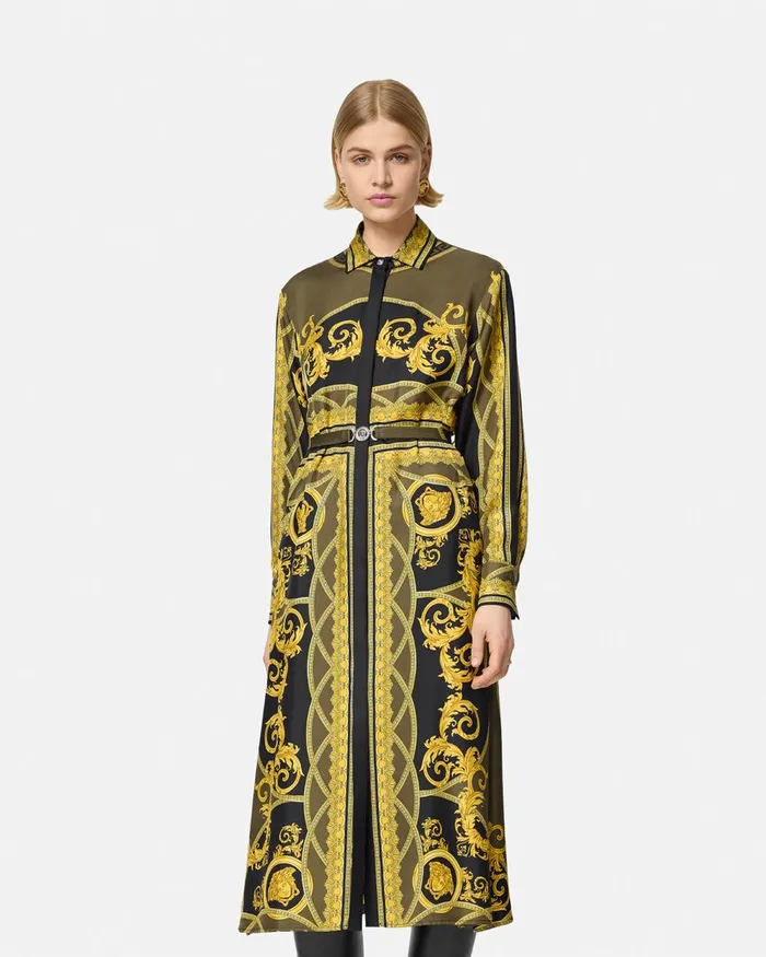 Versace Dresses Women La Coupe Des Dieux Silk Midi Shirt Dress Black