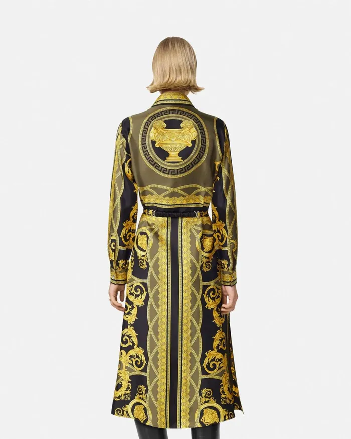Versace Dresses Women La Coupe Des Dieux Silk Midi Shirt Dress Black