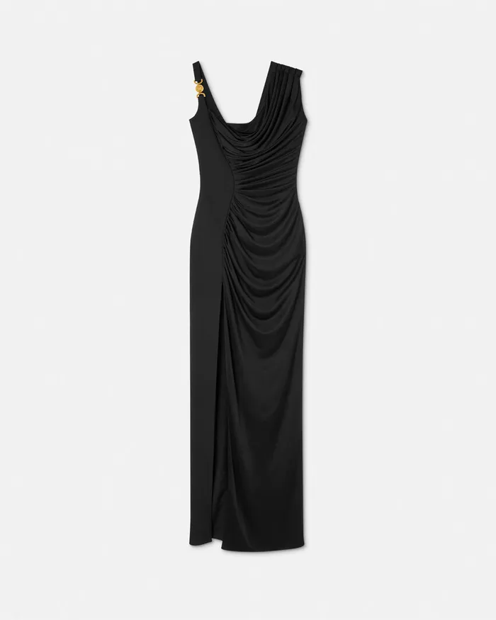 Versace Dresses Women Medusa 03995 Draped Gown Black