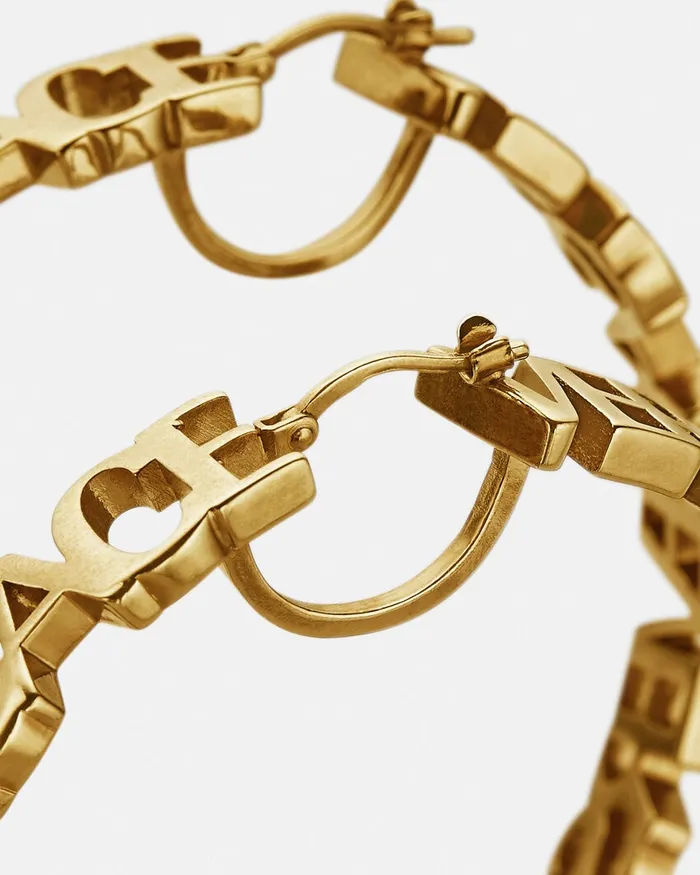 Versace Earrings Women Logo Hoop Earrings Light Gold