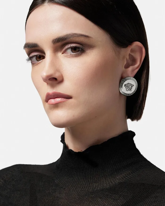 Versace Earrings Women Tribute Medusa Stud Earrings Silver