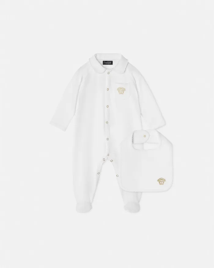Versace Gift Sets Kids Medusa Baby Sleepsuit Set Whiteprint