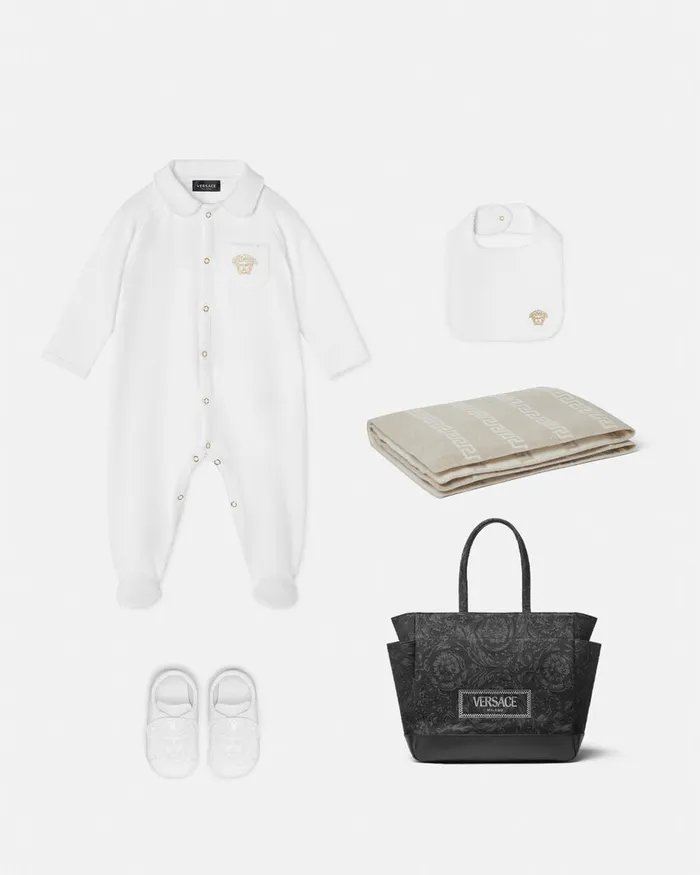 Versace Gift Sets Kids Medusa Baby Sleepsuit Set Whiteprint