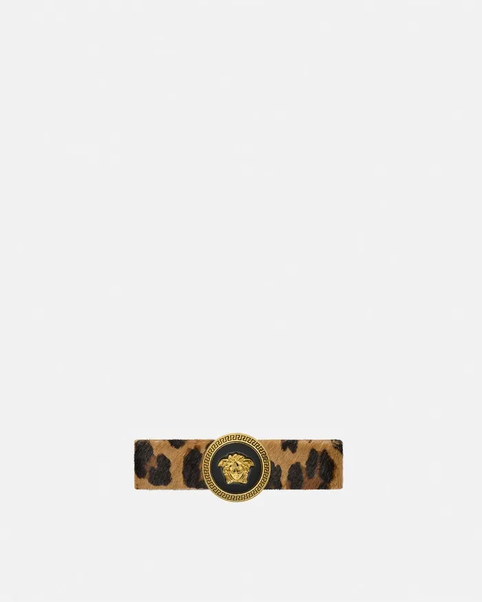 Versace Hair Accessories Women Gianni Ribbon Leopard Hair Clip Animalier