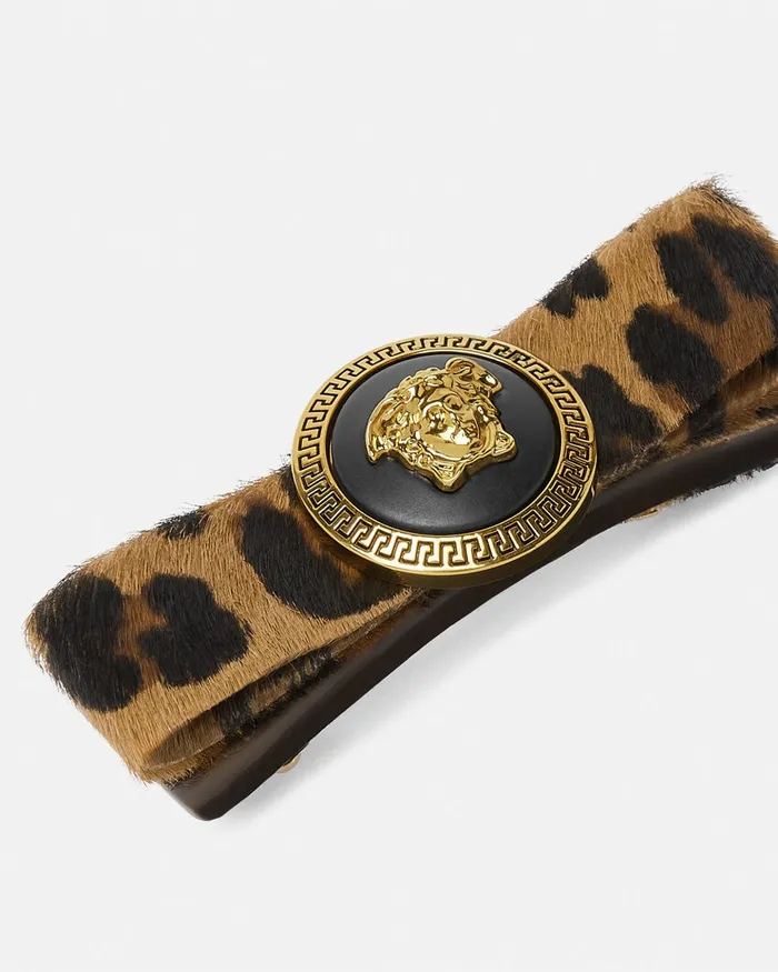 Versace Hair Accessories Women Gianni Ribbon Leopard Hair Clip Animalier