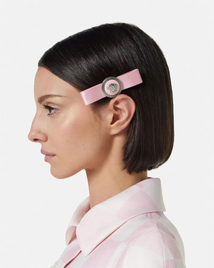 Versace Hair Accessories Women Left Gianni Ribbon Hair Pin Pink