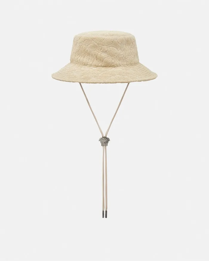 Versace Hats and Caps WomenMen Barocco Towel Bucket Hat Beige