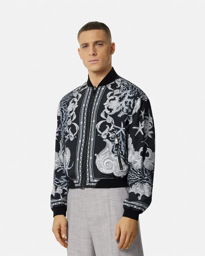 Versace Jackets and Coats Men Barocco Sea Reversible Jacket Blackprint