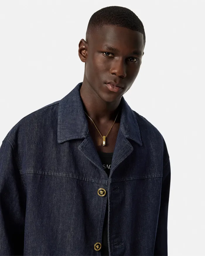 Versace Jackets and Coats Men Denim Coat Blue