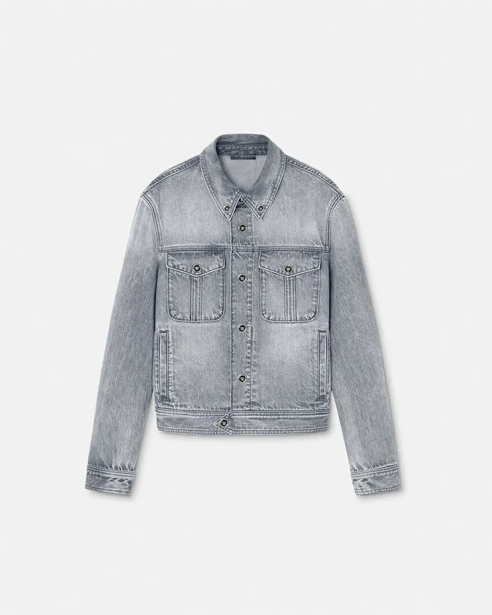 Versace Jackets and Coats Men Denim Jacket Gray