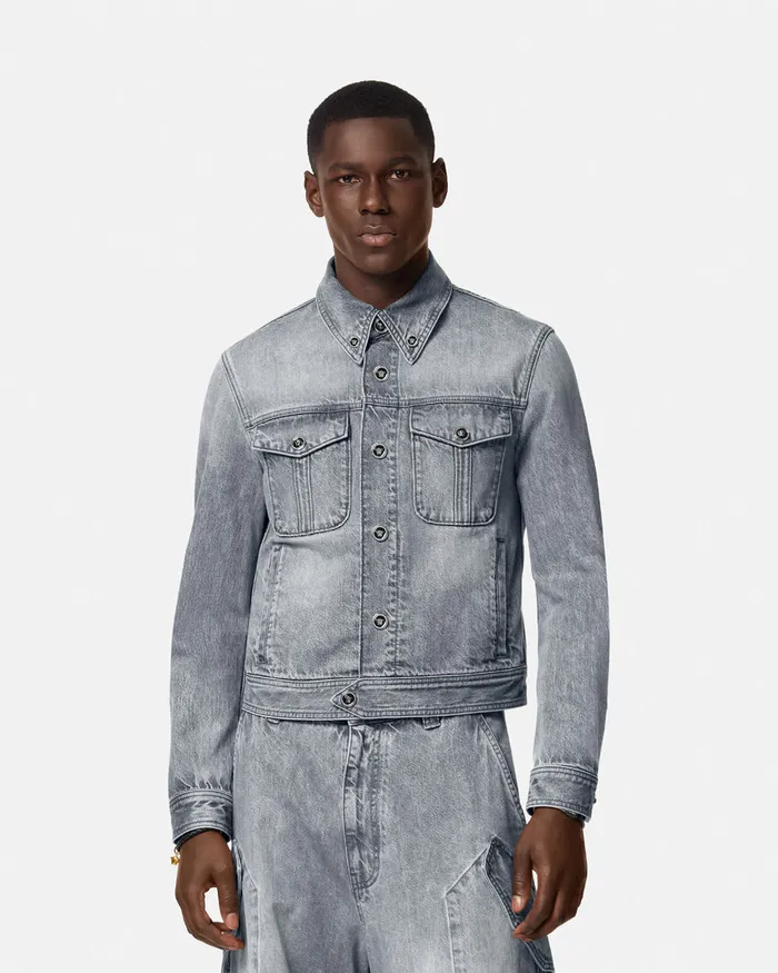 Versace Jackets and Coats Men Denim Jacket Gray