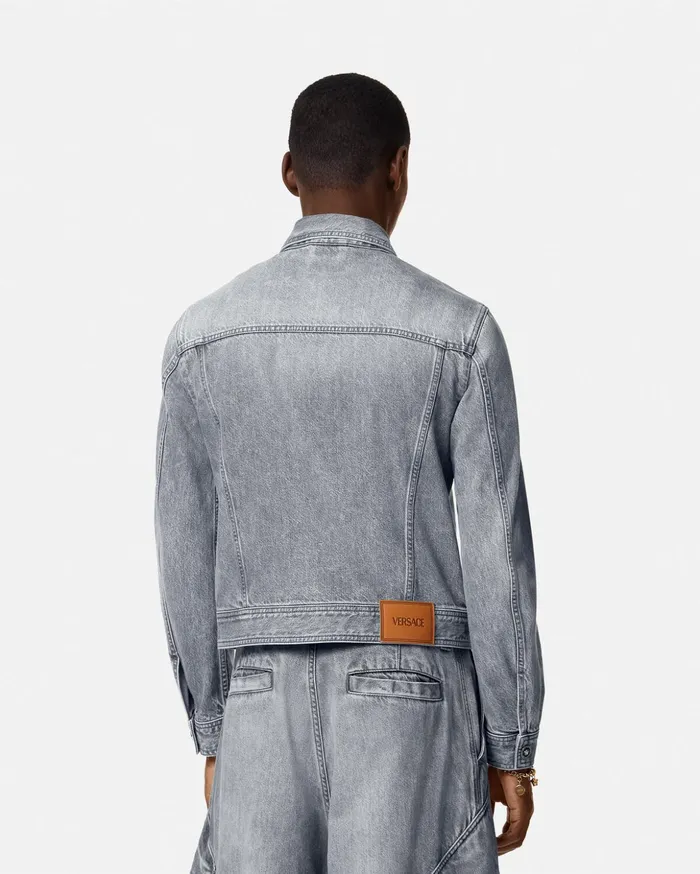 Versace Jackets and Coats Men Denim Jacket Gray