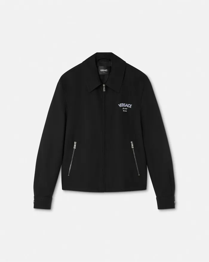 Versace Jackets and Coats Men Medusa Gallery Wool Blouson Jacket Black