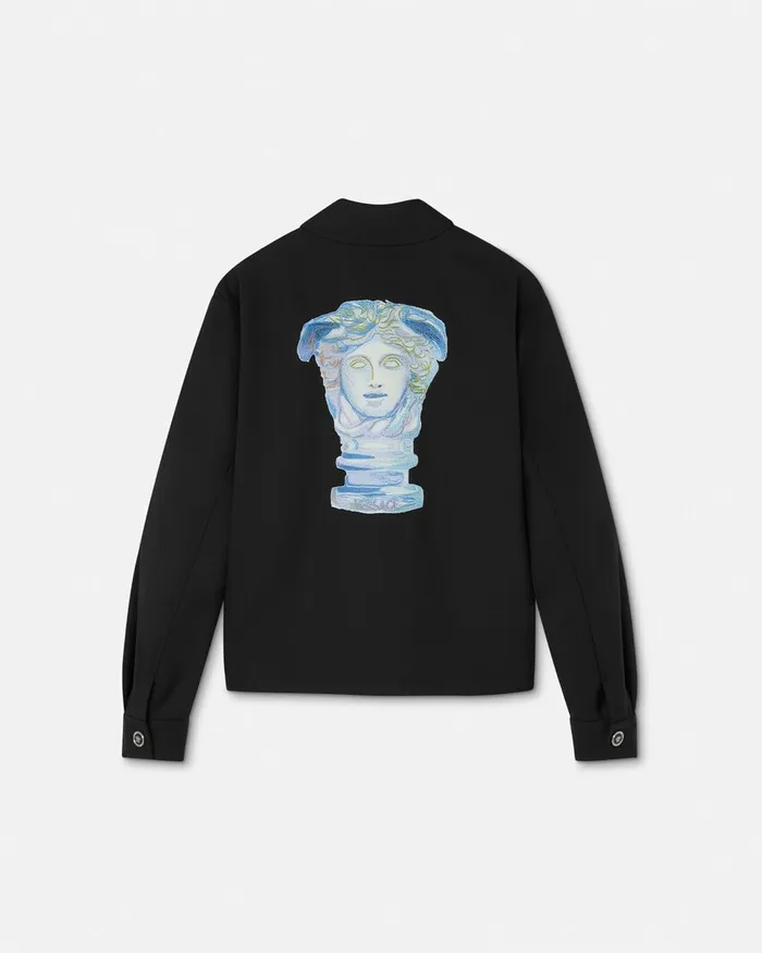 Versace Jackets and Coats Men Medusa Gallery Wool Blouson Jacket Black