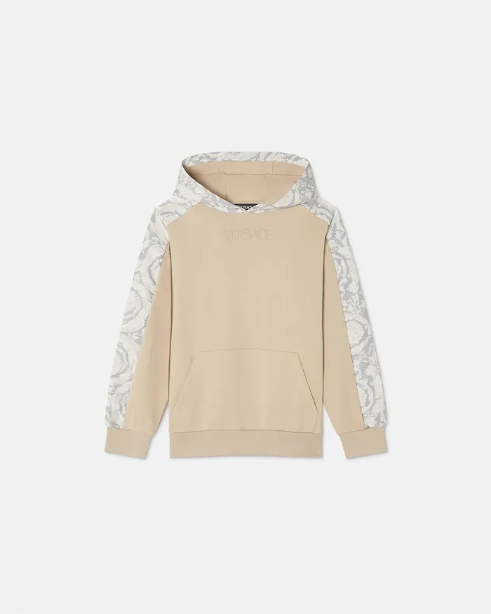 Versace Knitwear and Sweatshirts Kids Barocco Baby Paneled Hoodie Beigeprint