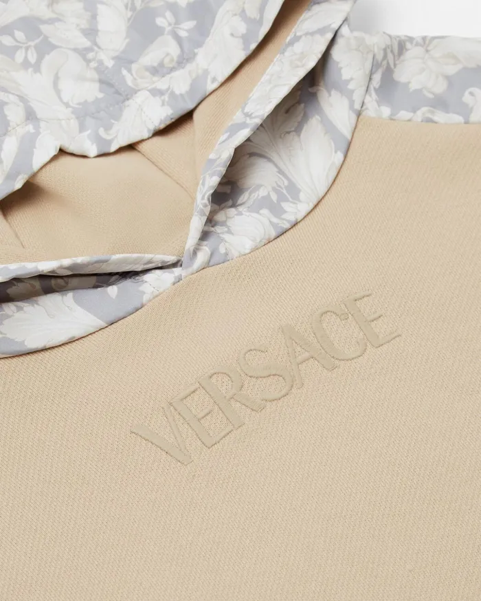 Versace Knitwear and Sweatshirts Kids Barocco Baby Paneled Hoodie Beigeprint