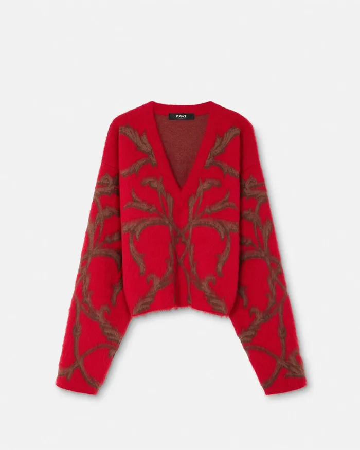 Versace Knitwear Men Acanthus Leaves MohairBlend Sweater Red