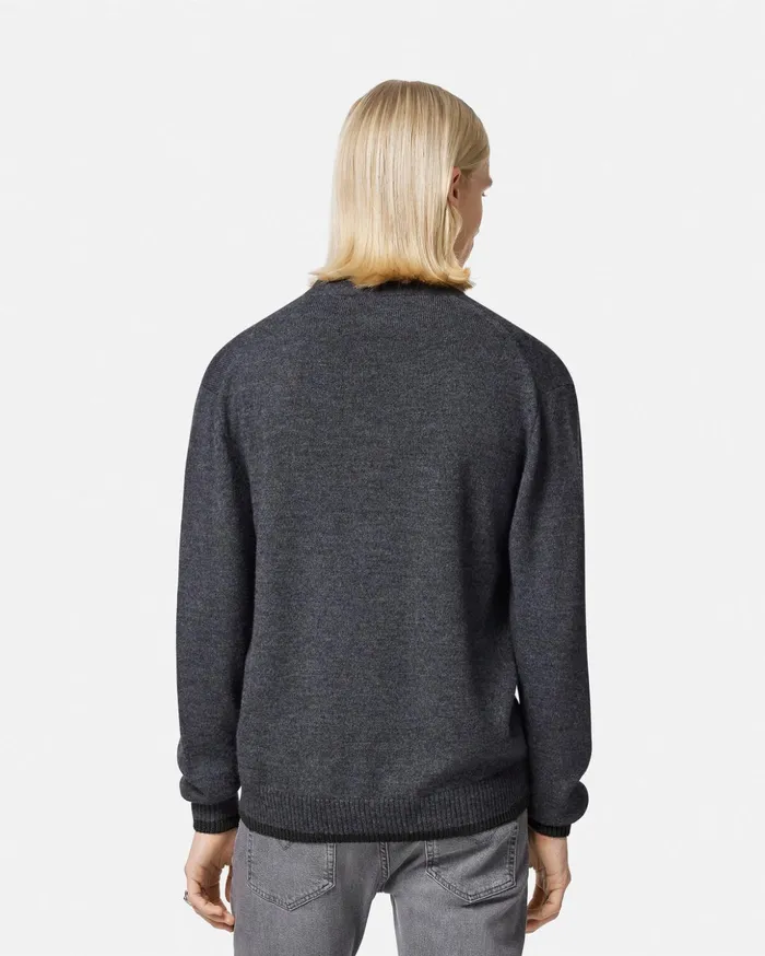 Versace Knitwear Men Milano Stamp Cardigan Gray