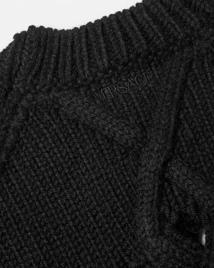 Versace Knitwear Men Wool Cutout Sweater Black